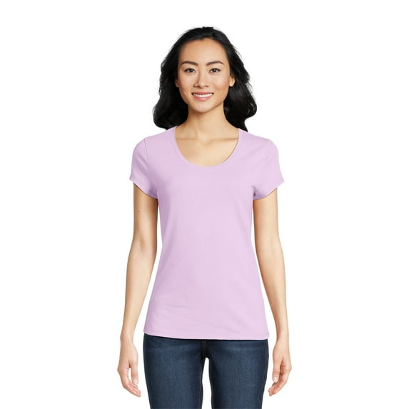 No Boundaries Scoop Neck Tee with Short Sleeves, 1 or 3-Pack, Women’s