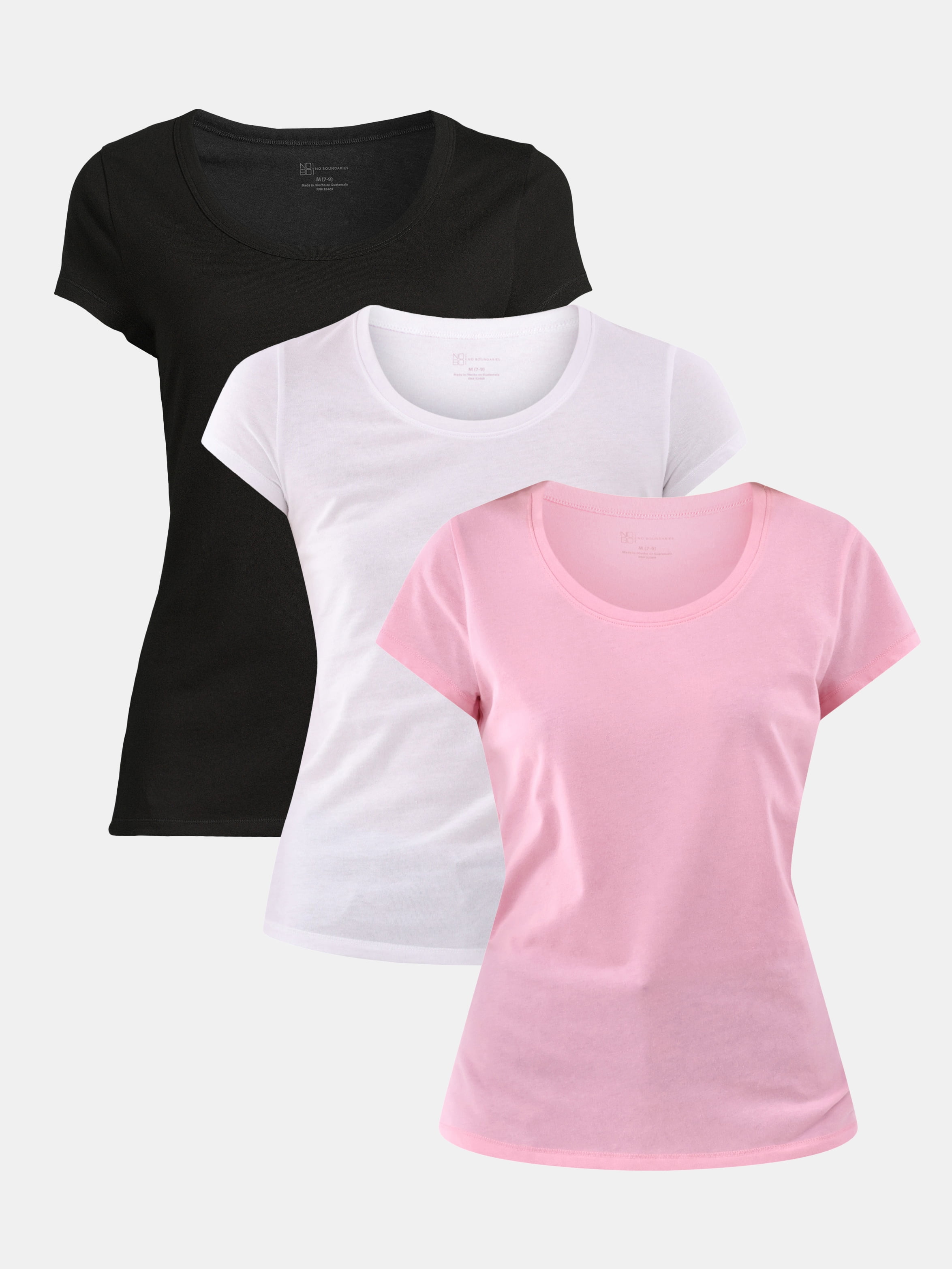 No Boundaries Scoop Neck Tee with Short Sleeves, 1 or 3-Pack