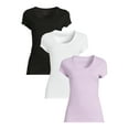 thumbnail image 1 of No Boundaries Scoop Neck Tee with Short Sleeves, 1 or 3-Pack, Women’s, 1 of 5