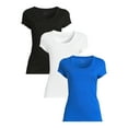 thumbnail image 1 of No Boundaries Scoop Neck Tee with Short Sleeves, 1 or 3-Pack, Women’s, 1 of 5