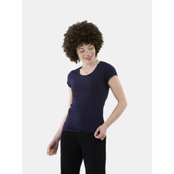 No Boundaries Scoop Neck Tee with Short Sleeves, Women's