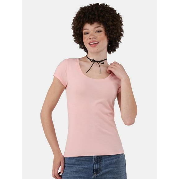 No Boundaries Short Sleeve Scoop Neck Tee, Women's