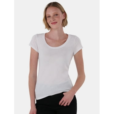 No Boundaries Scoop Neck Tee with Short Sleeves, Women's