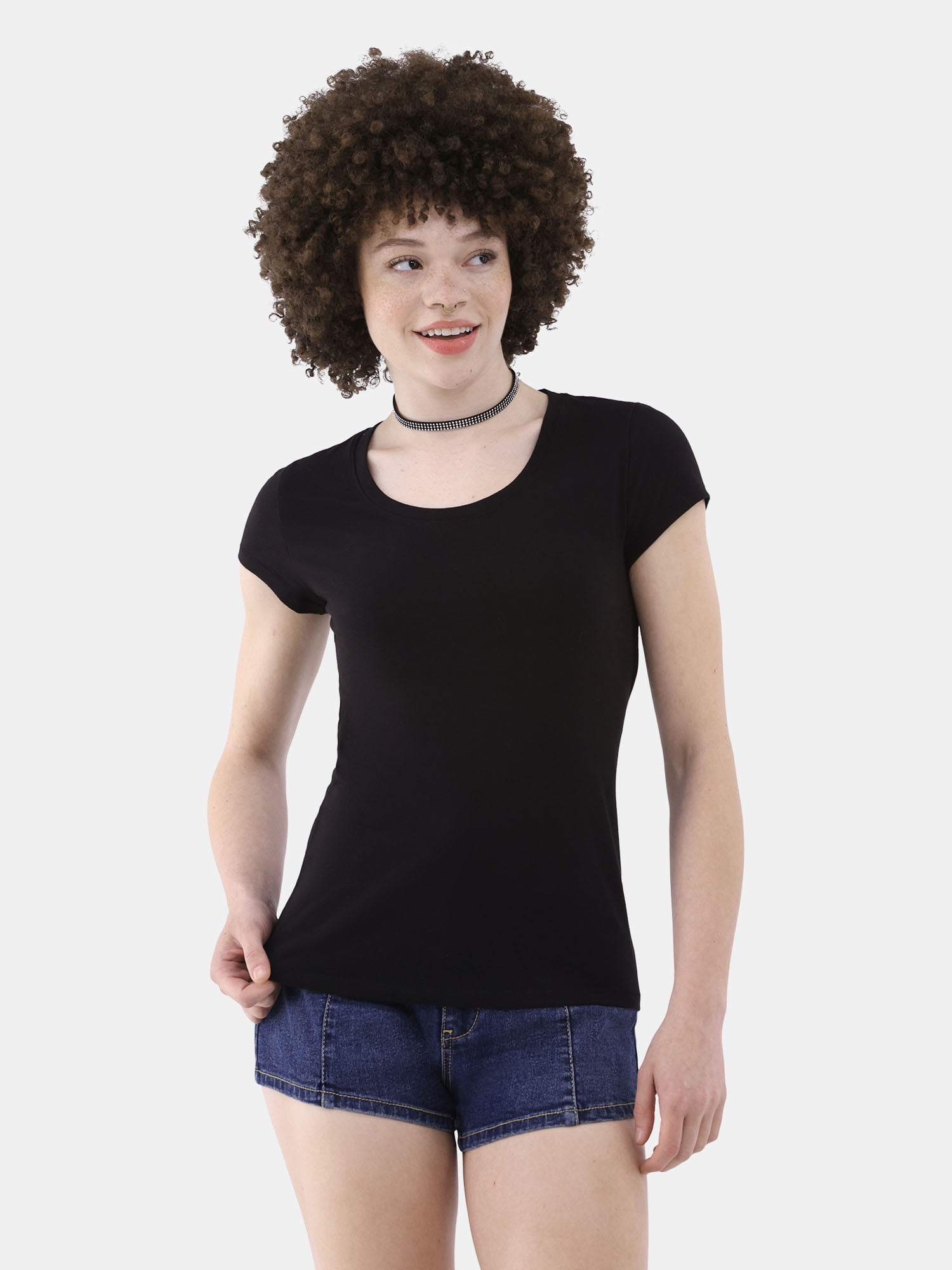 No Boundaries Short Sleeve Scoop Neck Tee, Women's XXS-XXXL