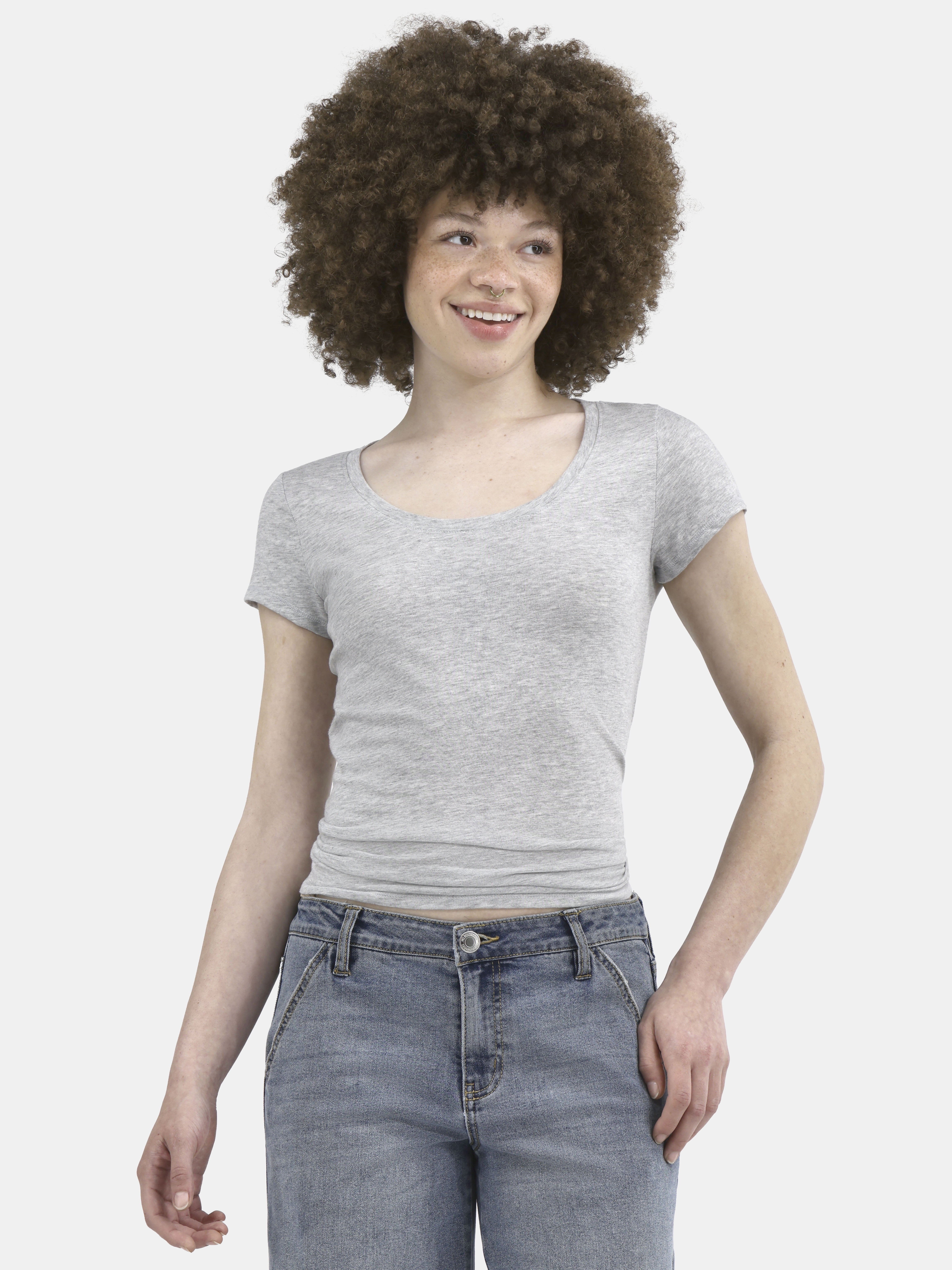 No Boundaries Short Sleeve Scoop Neck Tee, Women's XXS-XXXL
