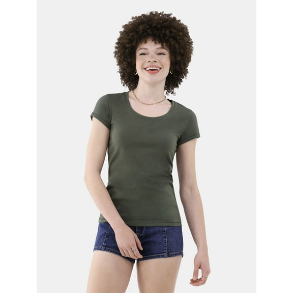 No Boundaries Short Sleeve Scoop Neck Tee, Women's XXS-XXXL