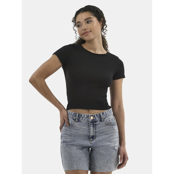 No Boundaries Seamless Crop Top with Short Sleeves, Women's