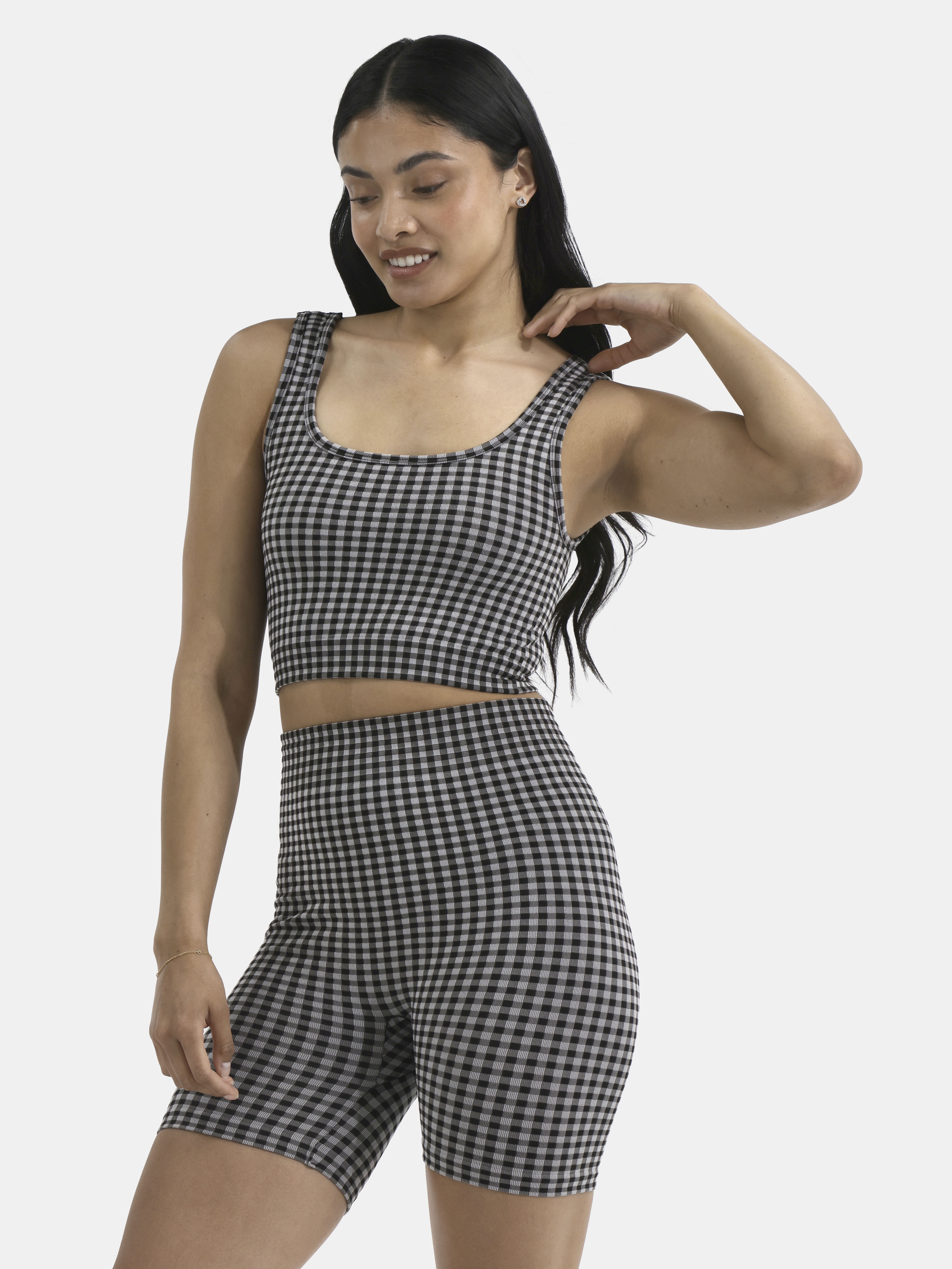 No Boundaries Women's Seamless Cropped Tank Top and Bike