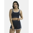 thumbnail image 1 of No Boundaries Seamless 2-Piece Cropped Tank Top and Dolphin Shorts with Contrast Binding, Women's, 1 of 5