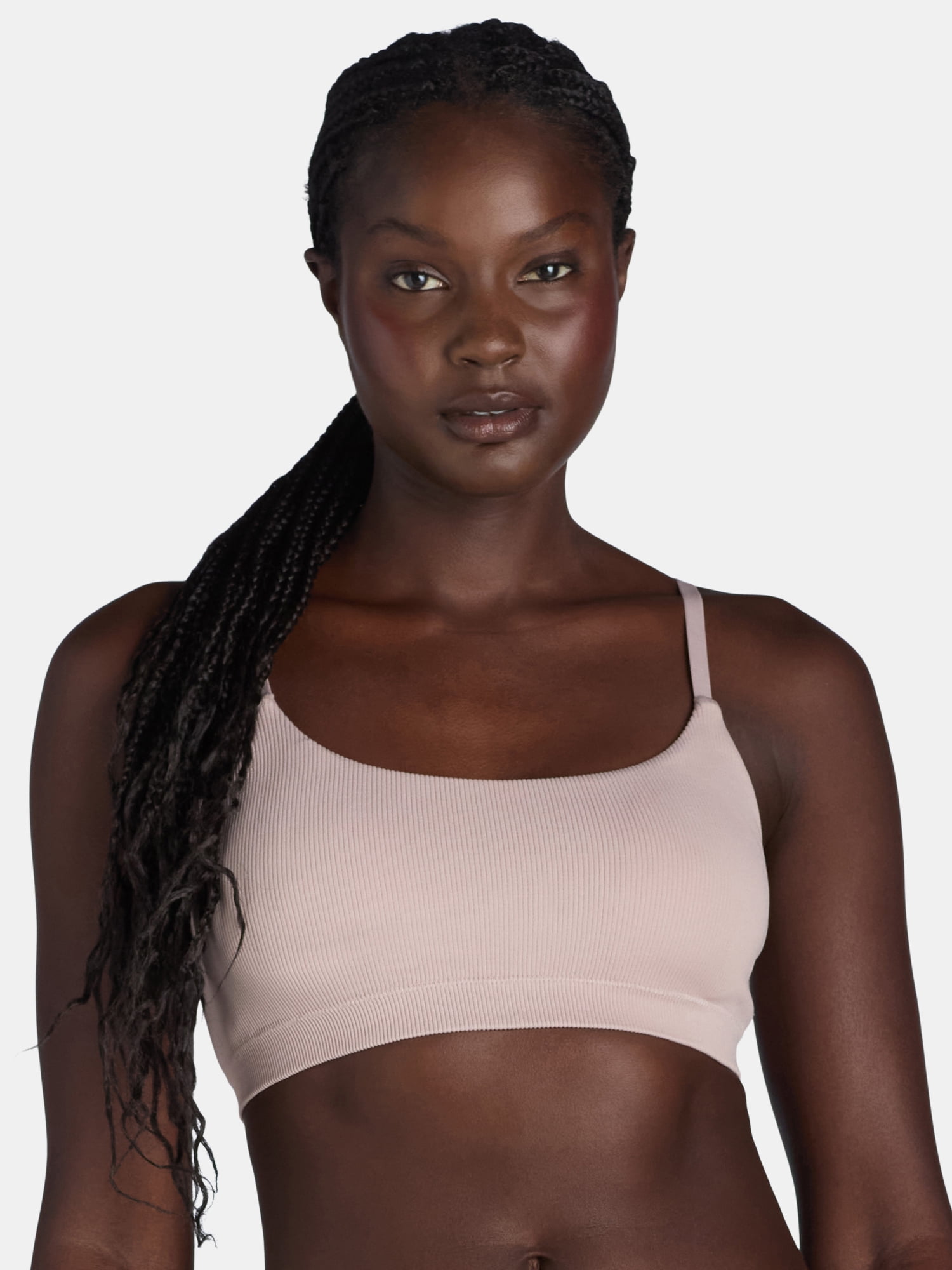 No Boundaries Women's Seamless Ribbed Cami Bralette, Sizes XS-XXXL