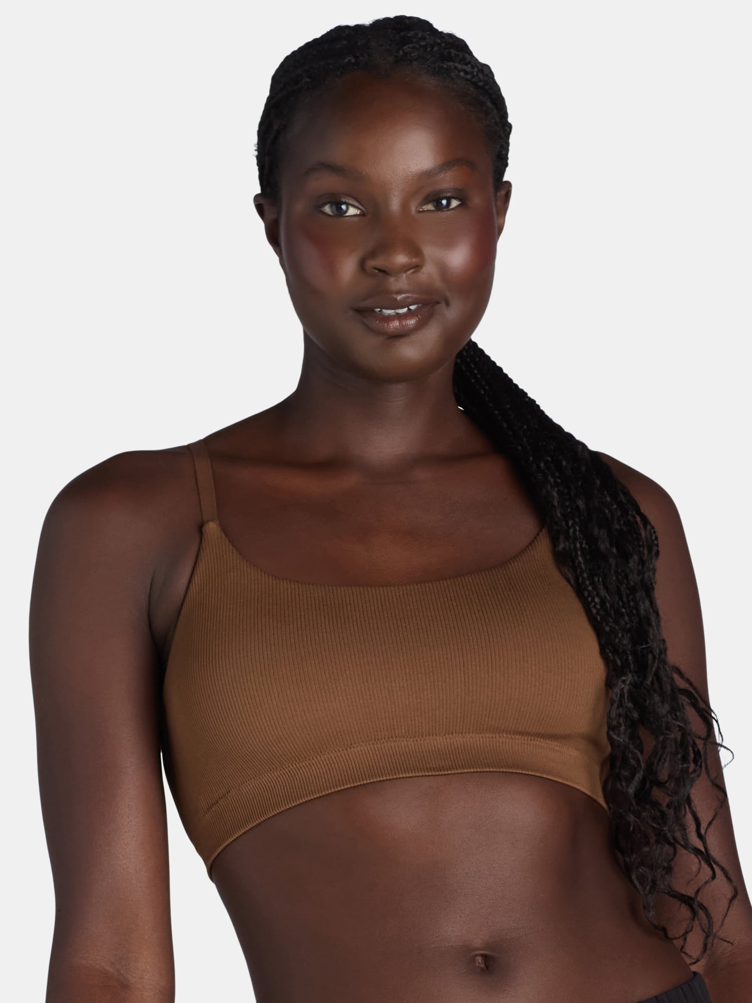 No Boundaries Seamless Ribbed Cami Bralette, Women’s and Women’s Plus, Sizes XS-3XL