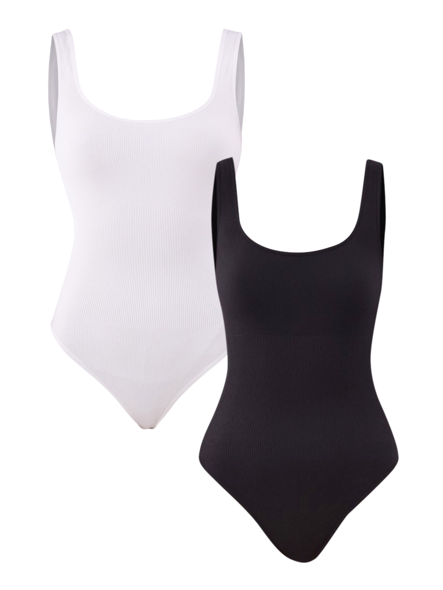 【NONCODE】Rom In Ribbed Layered Two-Piece No Boundaries Seamless Ribbed Square Neck Bodysuit 2-pack