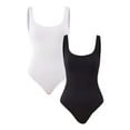 thumbnail image 1 of No Boundaries Seamless Ribbed Square Neck Bodysuit 2-pack, Sizes XS-3XL, 1 of 8