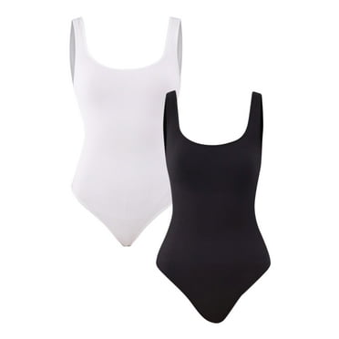 No Boundaries Seamless Ribbed Square Neck Bodysuit 2-pack, Sizes XS-3XL