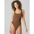 thumbnail image 1 of No Boundaries Women's Seamless Smoothing Rib Square Neck Bodysuit, Sizes XS-XXXL, 1 of 4
