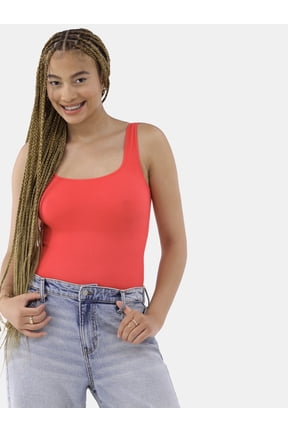 Women's Seamless Smoothing Rib Square Neck Bodysuit, Sizes XS-XXXL