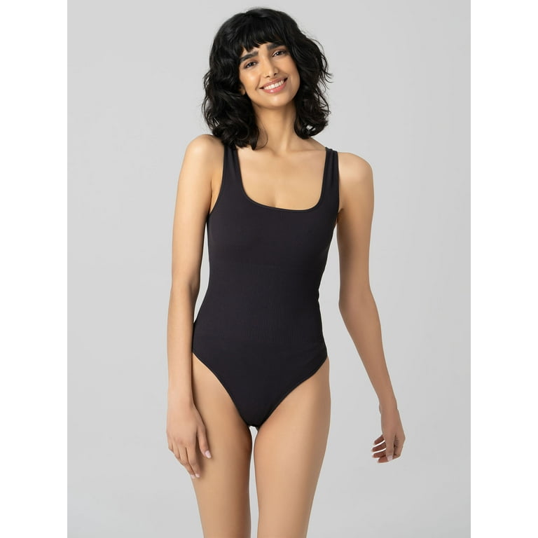 No Boundaries Seamless Ribbed Square Neck Bodysuit, Women's No Boundaries Seamless Ribbed Square Neck Bodysuit, Women's