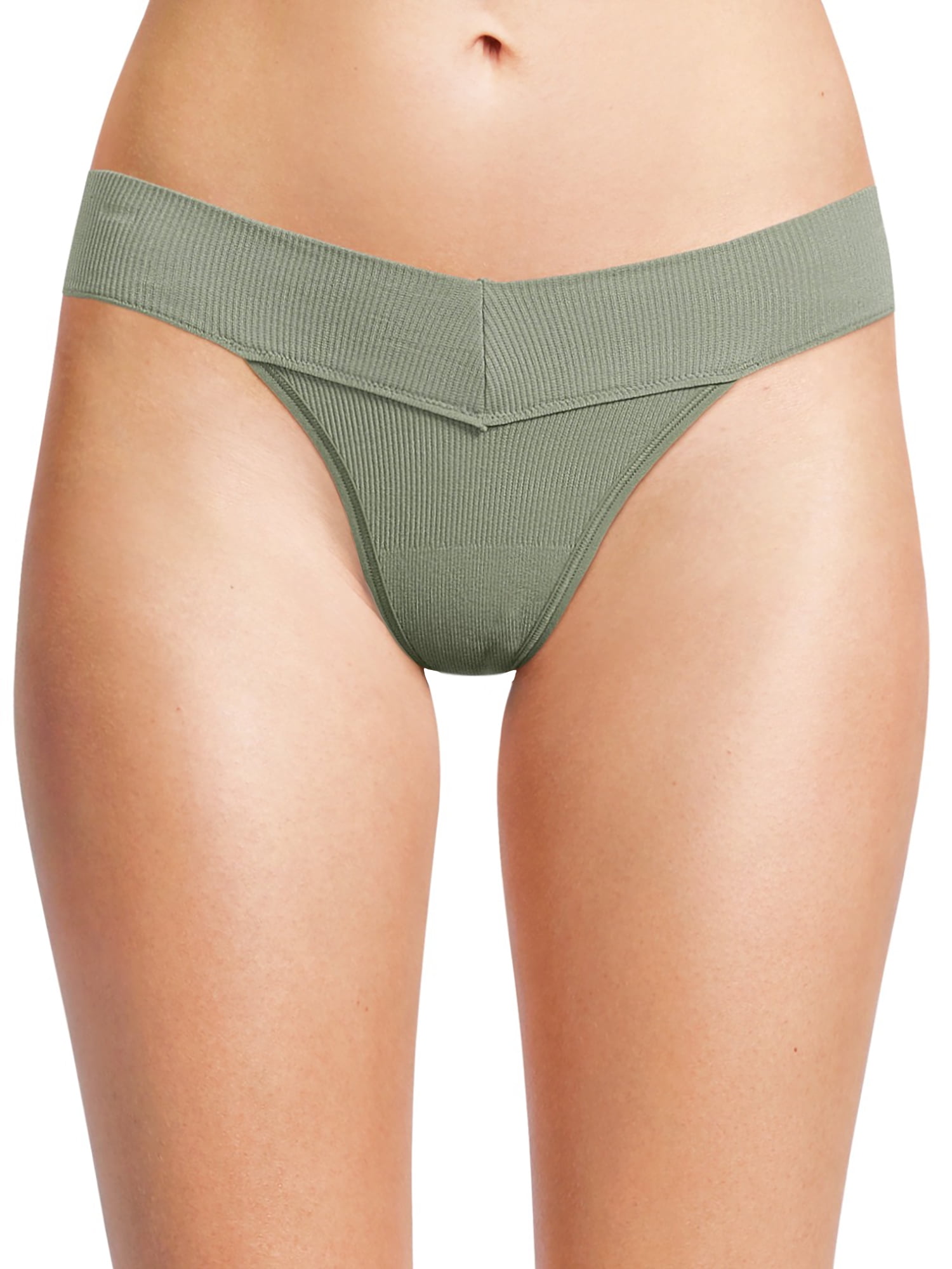 No Boundaries Seamless Ribbed Thong Panties, Women's and Women's Plus