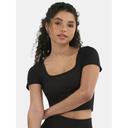 No Boundaries Seamless Ribbed Top and Bike Shorts Set, 2-Piece, Women's