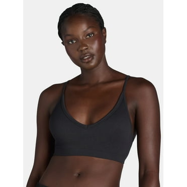No Boundaries Women's Seamless Ribbed Triangle Bralette, Sizes XS-3XL