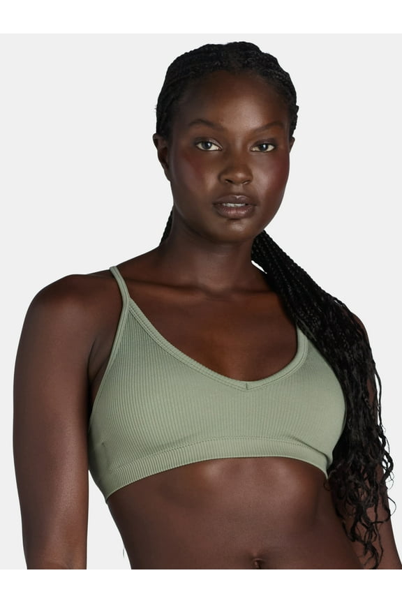Seamless Ribbed Triangle Bralette, Sizes XS-XXXL