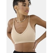 No Boundaries Women's Seamless Ribbed Triangle Bralette, Sizes XS-3XL