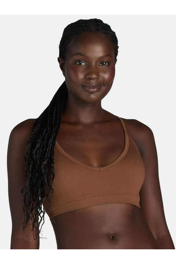 Seamless Ribbed Triangle Bralette, Sizes XS-XXXL