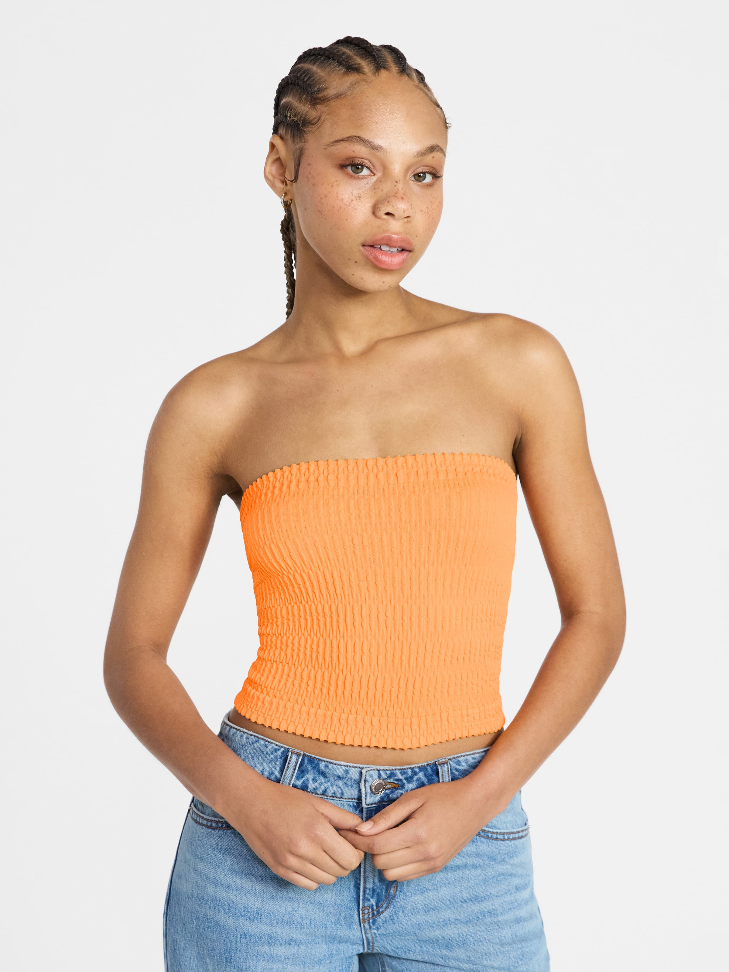 No Boundaries Seamless Textured Tube Top, Women's XXS-XXL