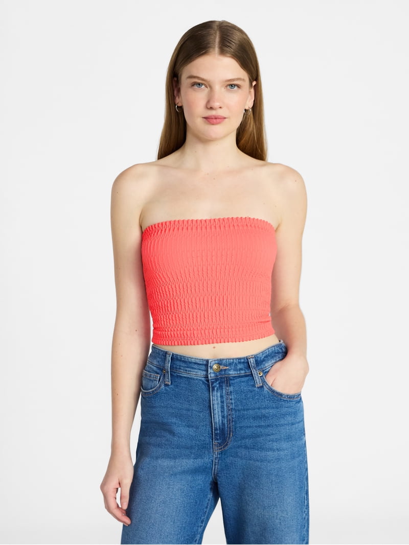No Boundaries Seamless Textured Tube Top, Women's XXS-XXL