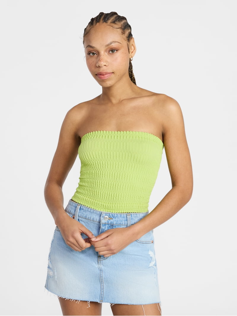 No Boundaries Seamless Textured Tube Top, Women's XXS-XXL