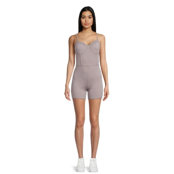 No Boundaries Seamless Unitard Polyester Unitard, Grey Crystal, Size L