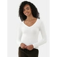 thumbnail image 1 of No Boundaries Seamless V-Neck Top with Long Sleeves, Women's XXS-XXL, 1 of 1