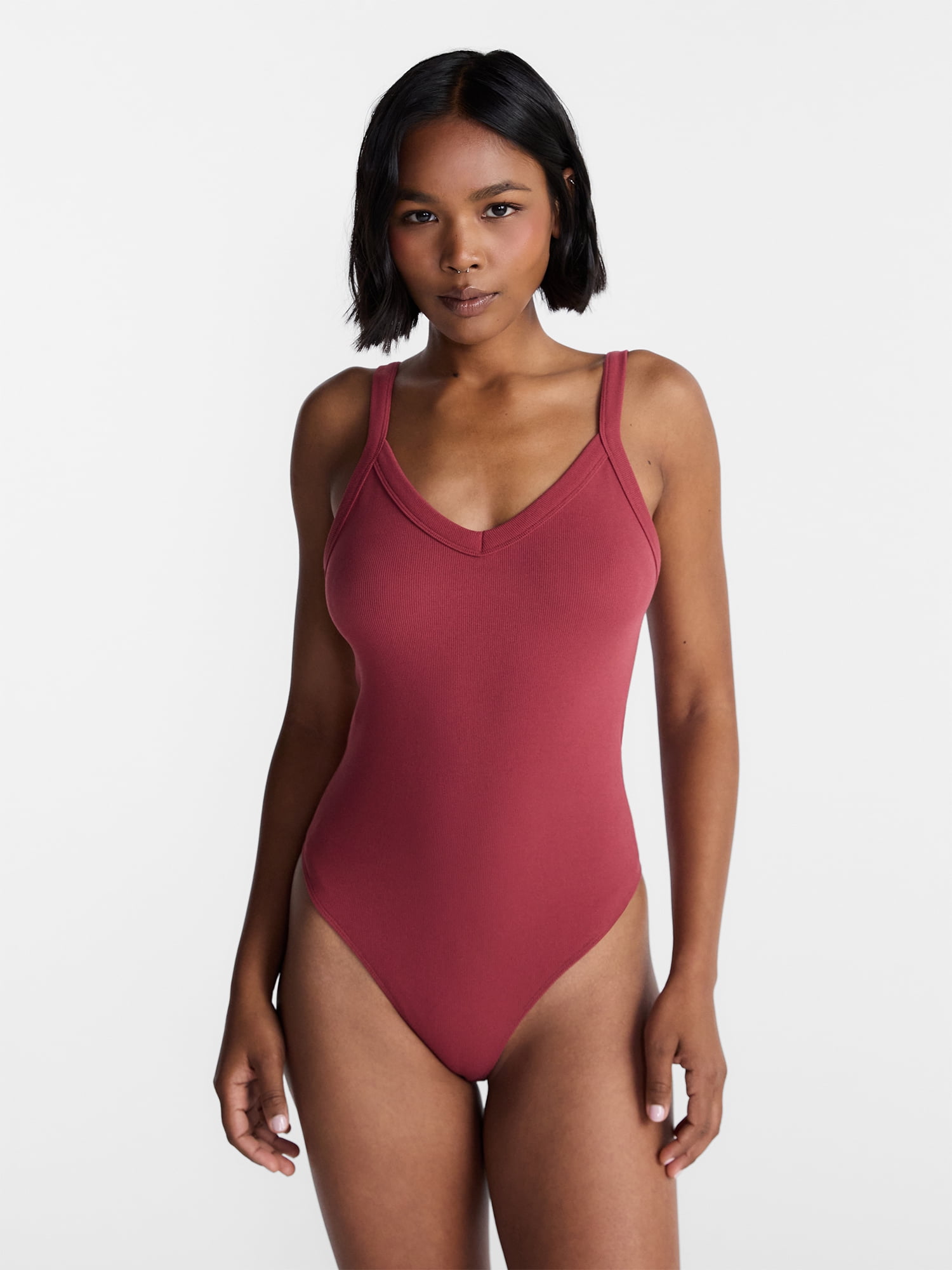 No Boundaries Seamless V Neck Bodysuit, Women's XXS-XXL
