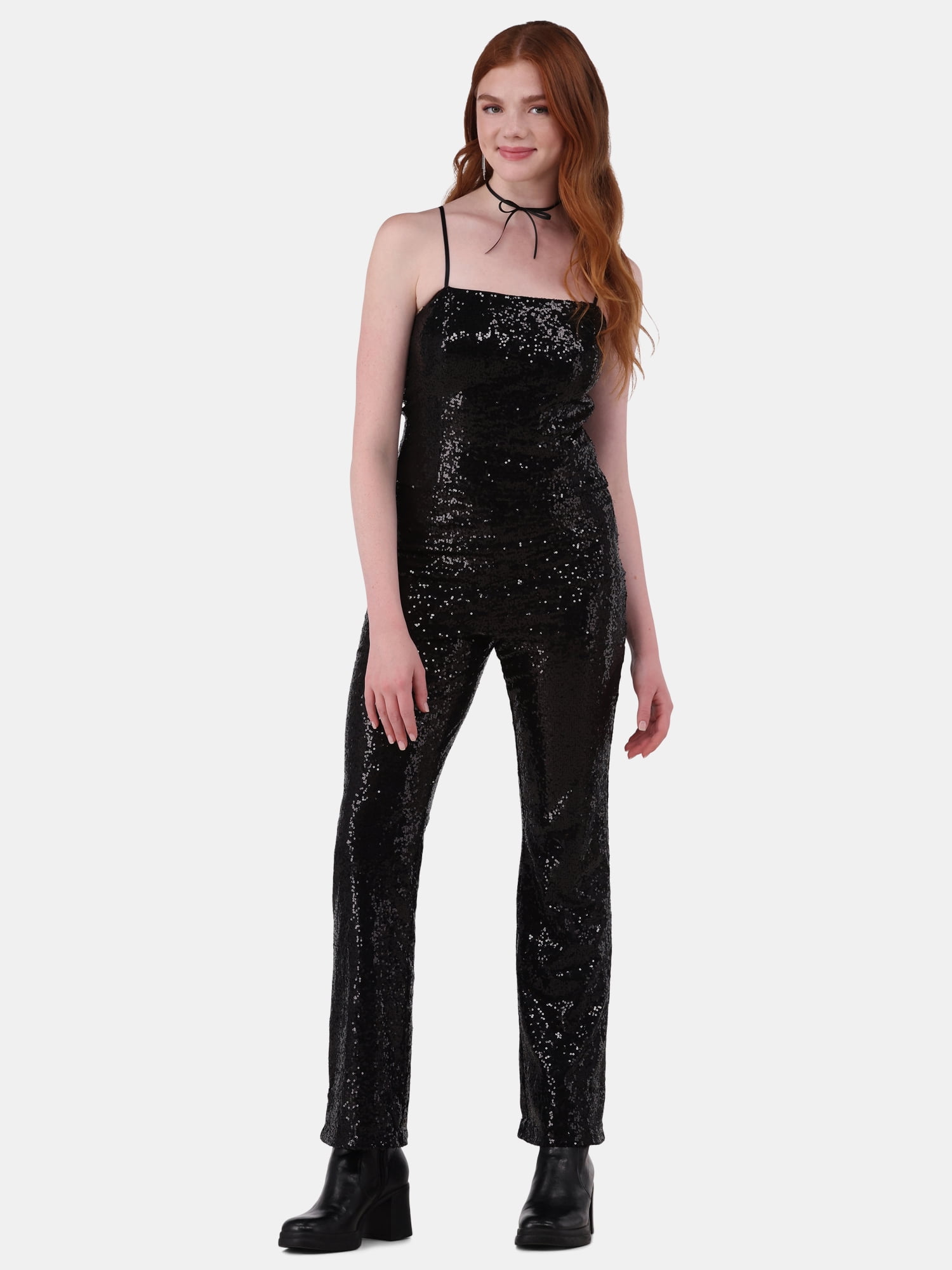 No Boundaries Sequin Crop Top & Flare Pants Set, 2-Piece, Women's