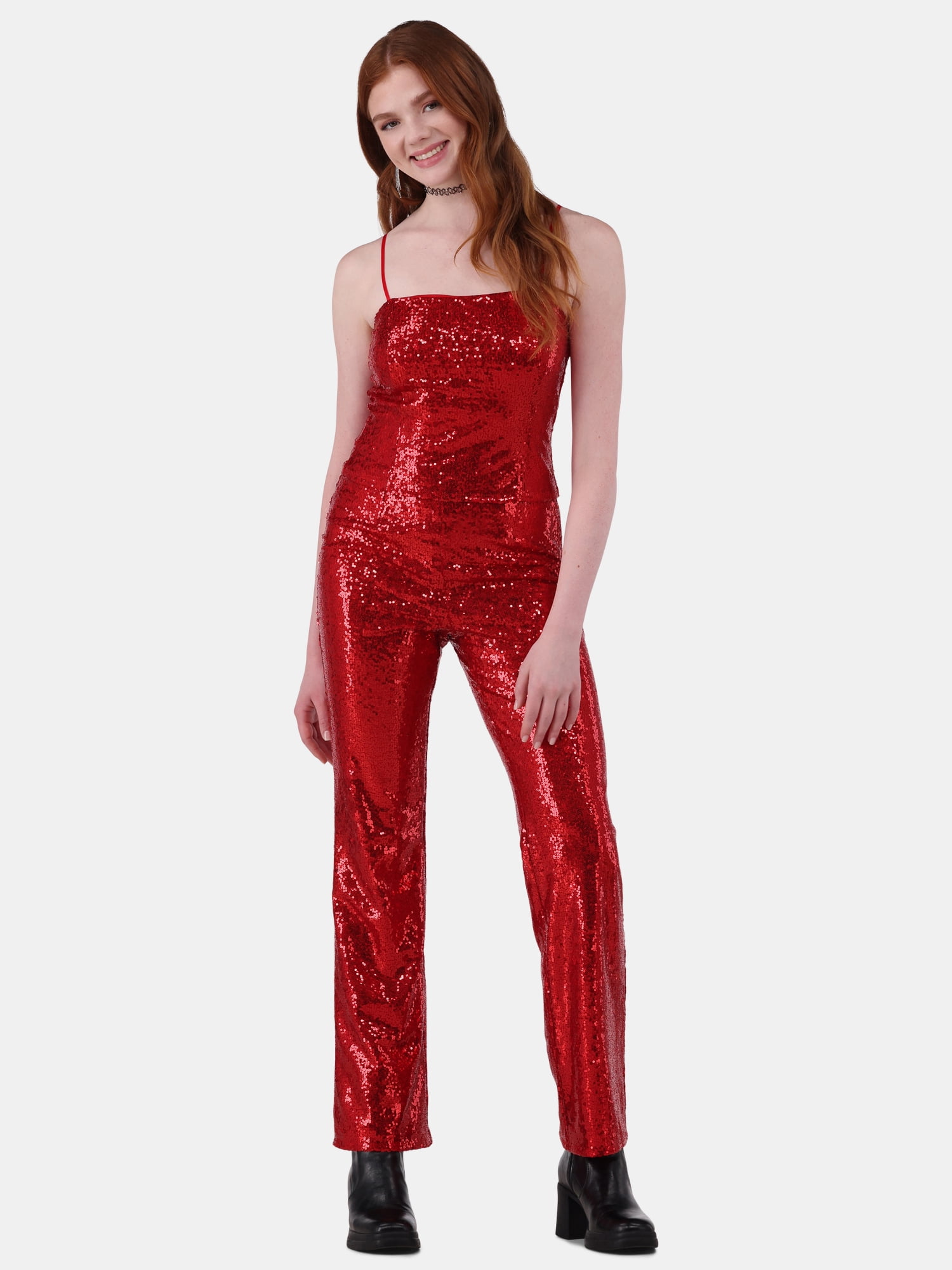 No Boundaries Sequin Crop Top & Flare Pants Set, 2-Piece, Women's