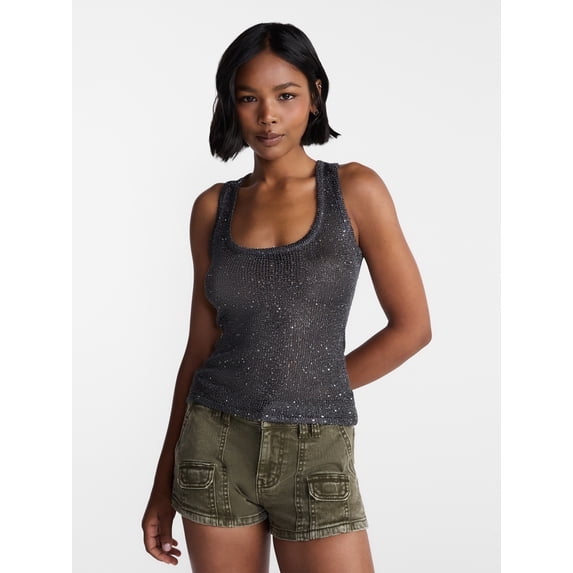 No Boundaries Sequin Sweater Tank Top, Women's and Women's Plus XXS-4X