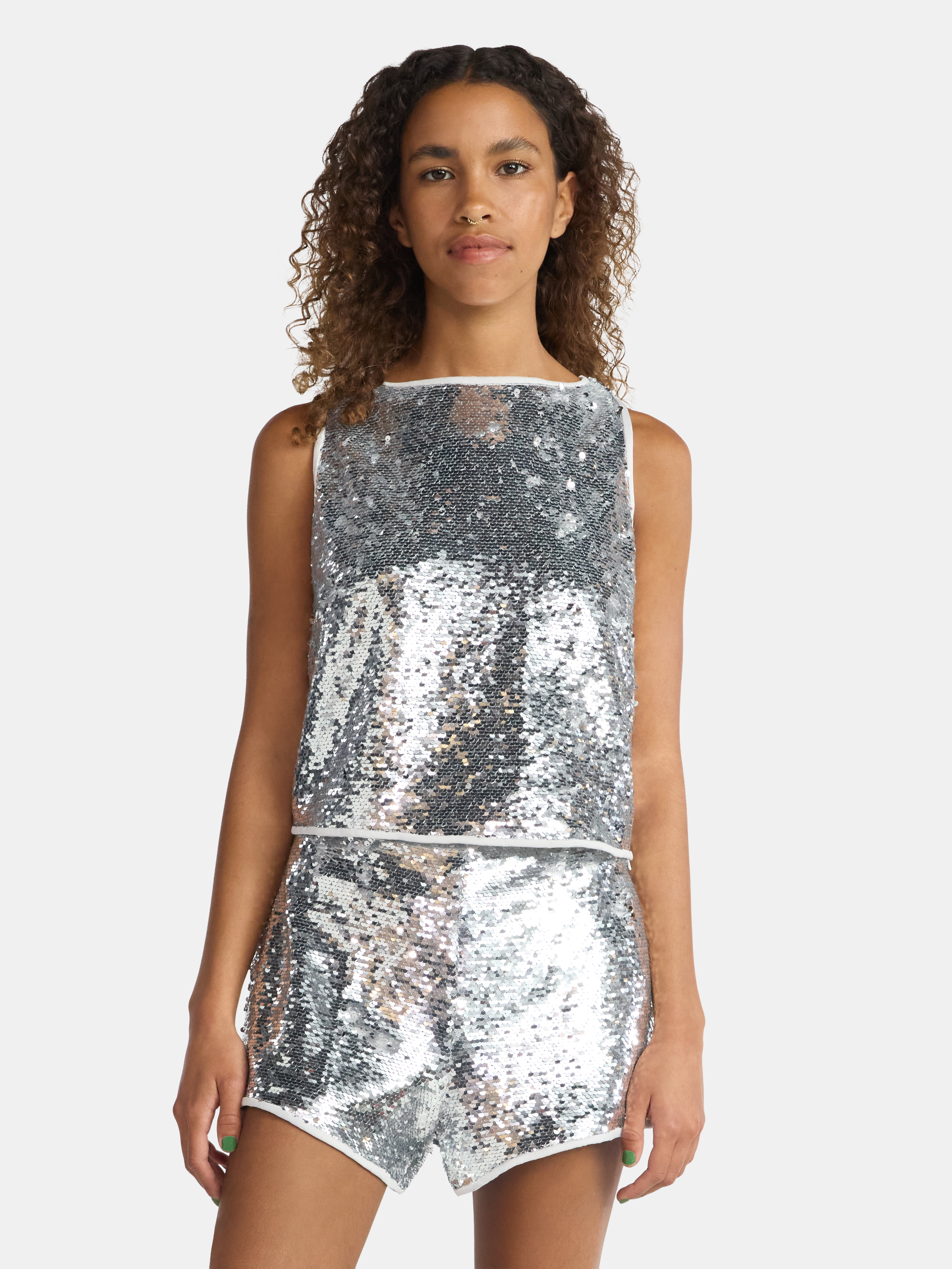 No Boundaries Sequin Tank Top and Shorts Set, 2-Piece, Women's