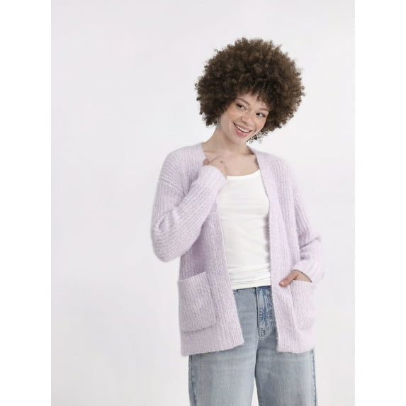 No Boundaries Shaker Open-Front Cardigan with Pockets, Women's XXS-4X