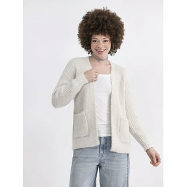 No Boundaries Shaker Open-Front Cardigan with Pockets, Women's