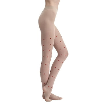 No Boundaries Sheer Heart Print Tights, Women’s