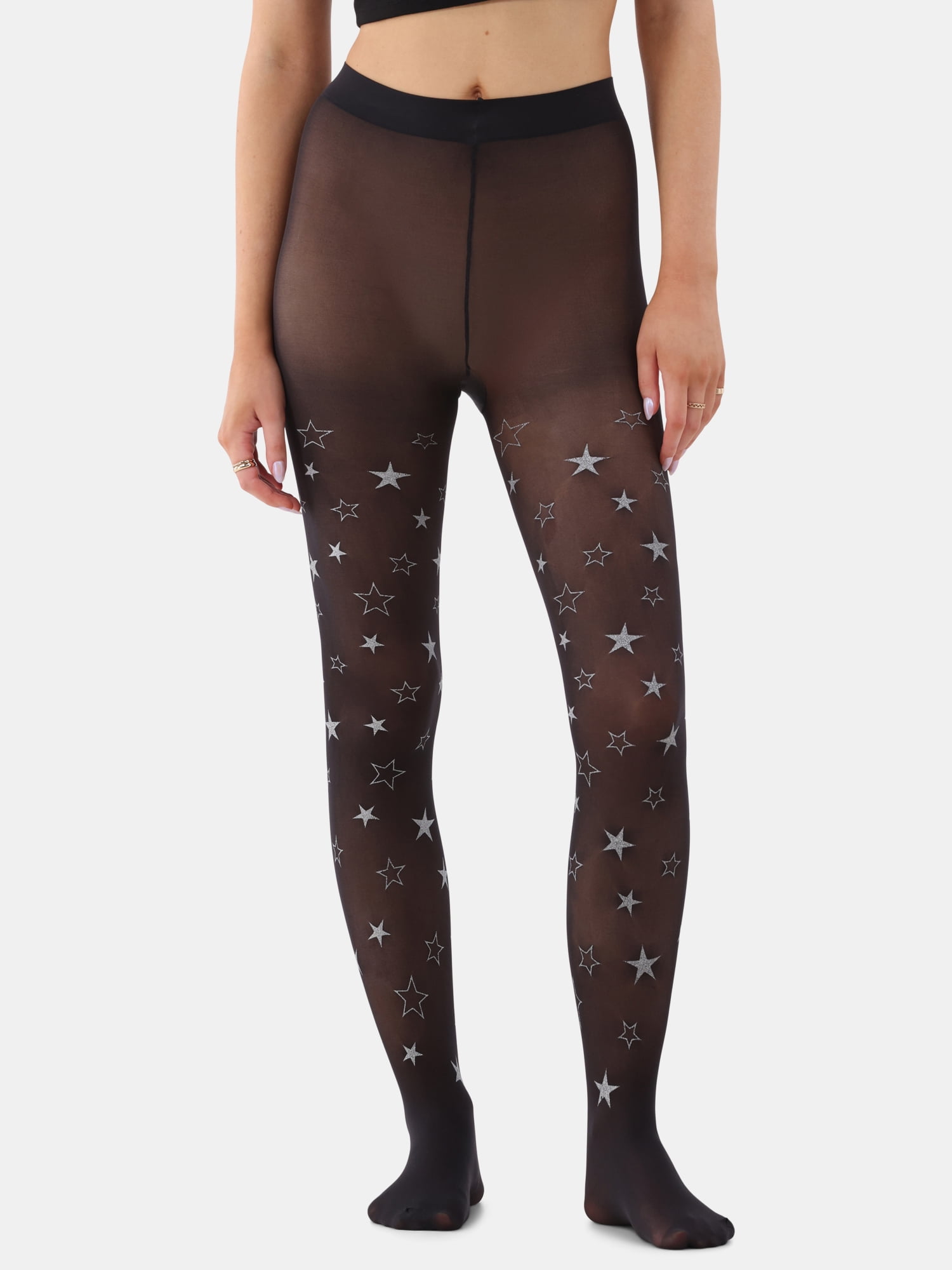 No Boundaries Star Pattern Sheer Tights for Women, Sizes S-3XL