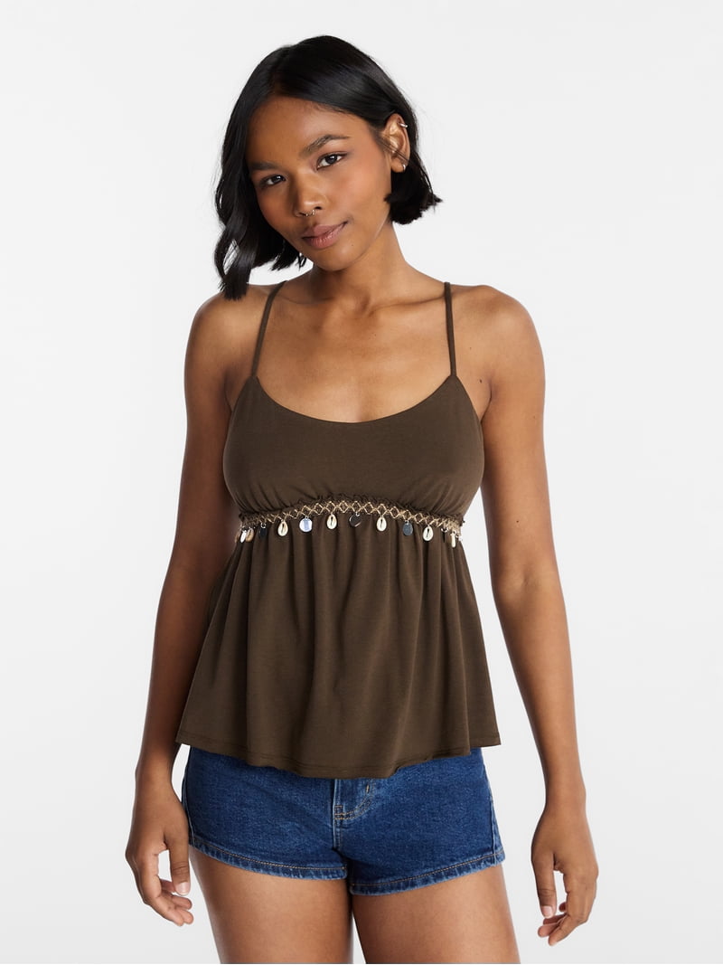No Boundaries Shell Babydoll Cami, Women's XXS - XXL - Walmart.com