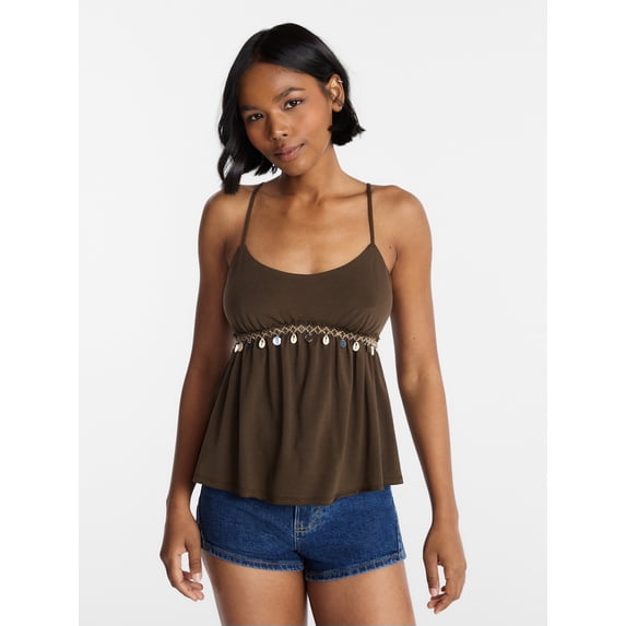 No Boundaries Shell Babydoll Cami, Women's XXS - XXL