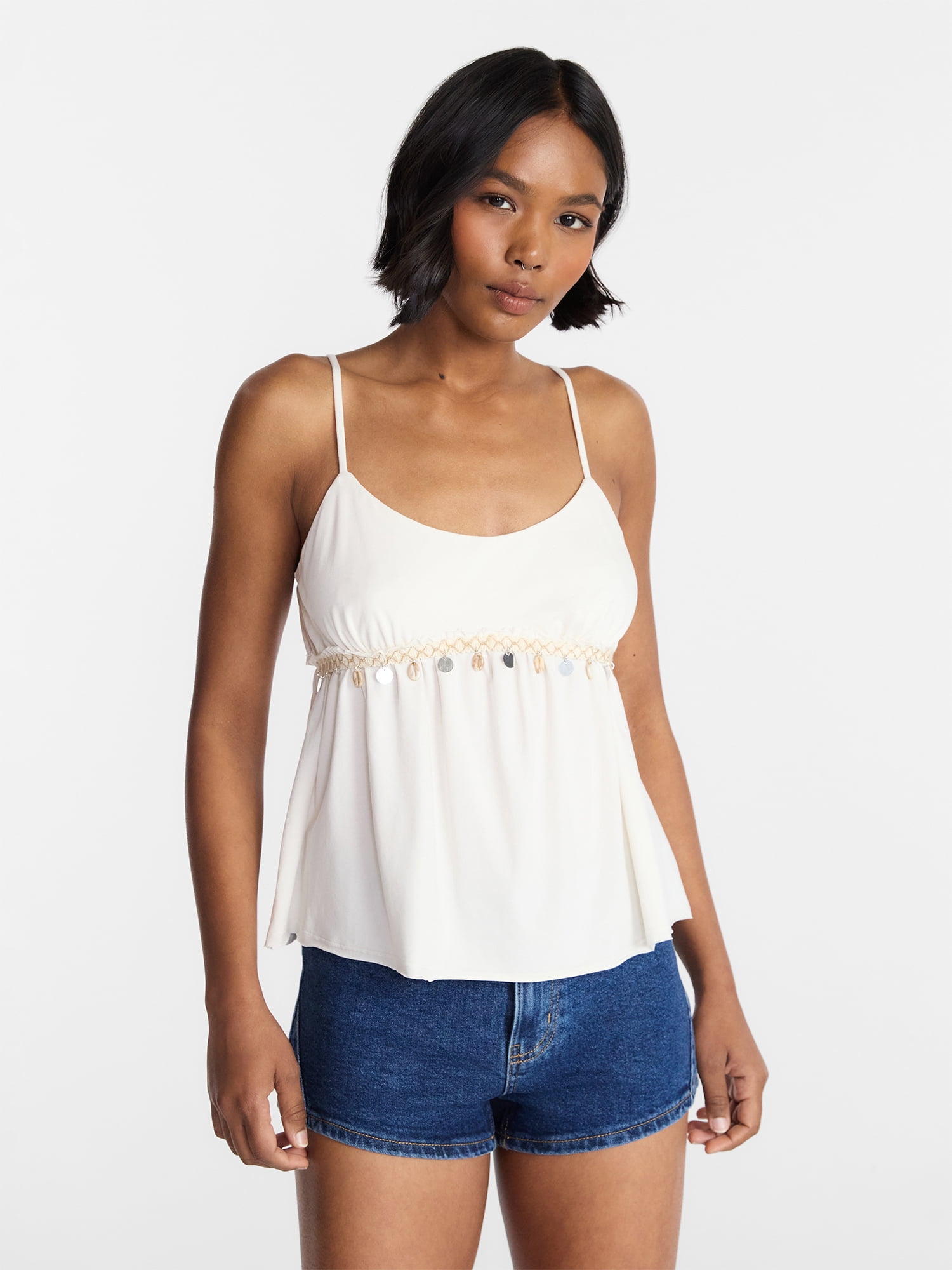 No Boundaries Shell Babydoll Cami, Women's XXS - XXL