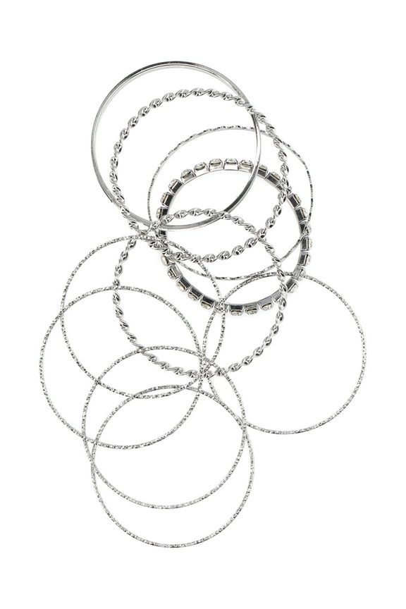 Shimmering Bangle Bracelet Set, 10-Piece, Womens