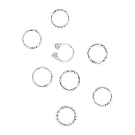 No Boundaries Shimmering Rings, 8-Pack, Women’s