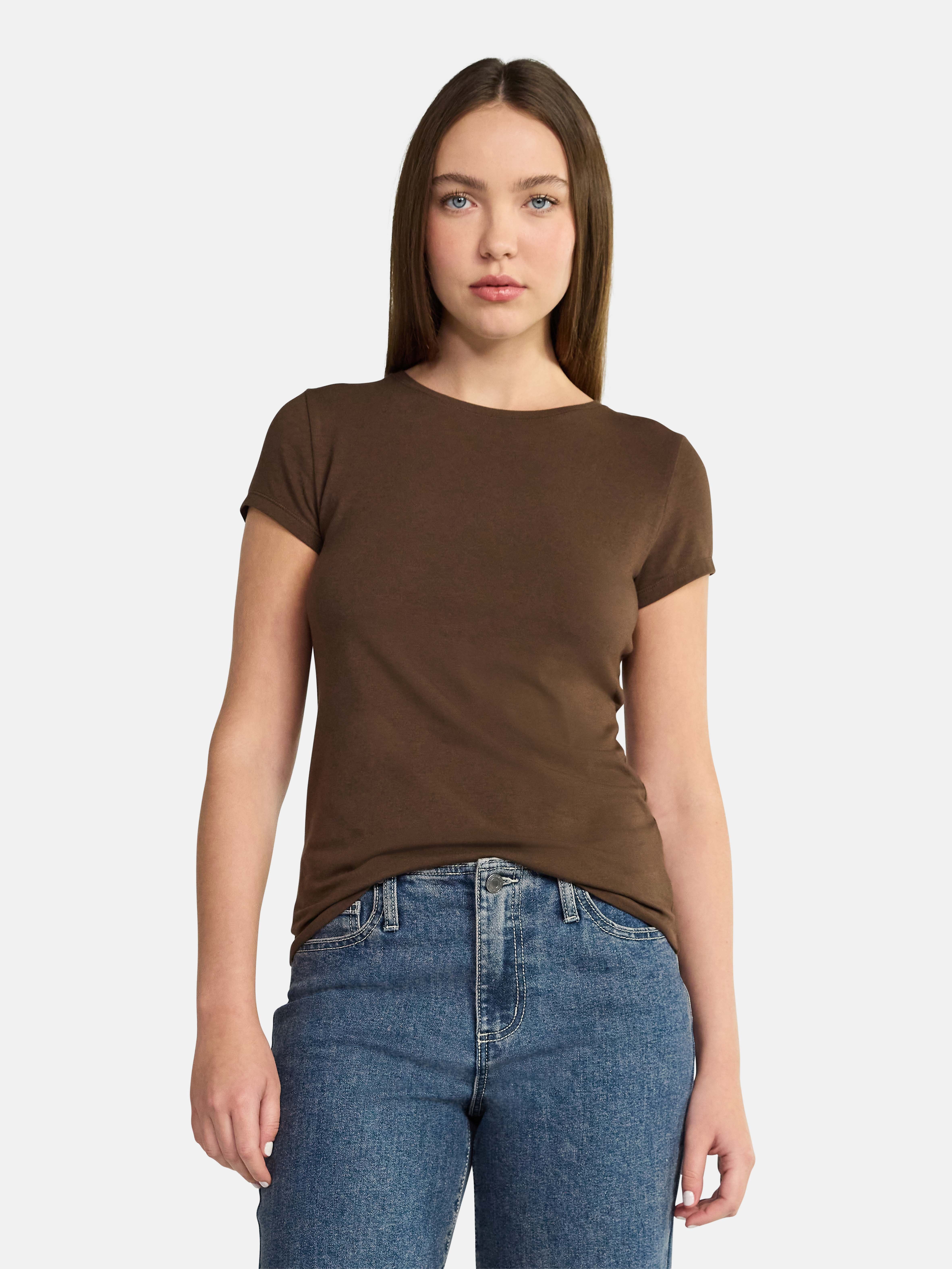 No Boundaries Scoop Neck Tee with Short Sleeves, 1 or 3-Pack, Women’s
