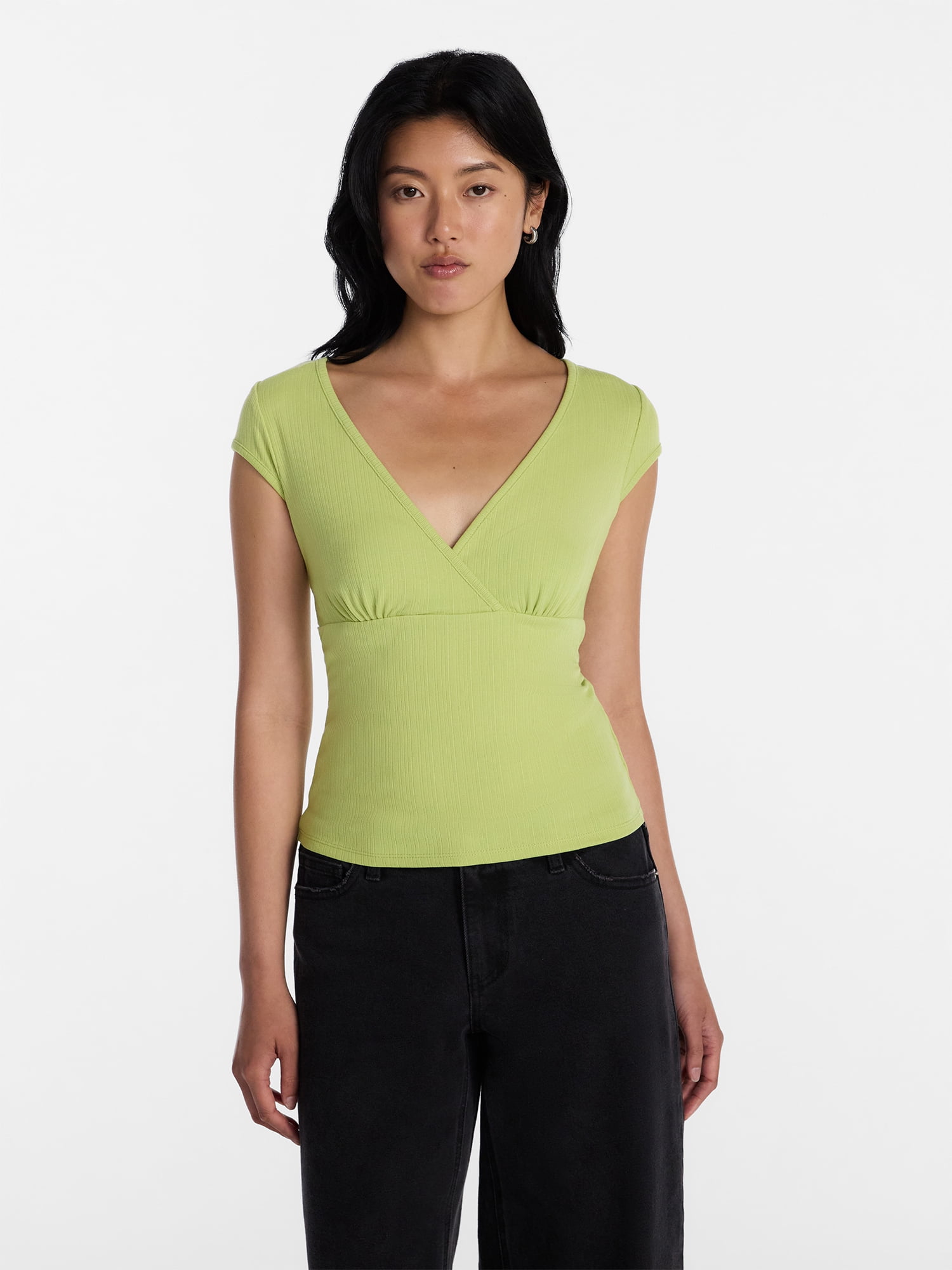 No Boundaries Empire Seam Top with Short Sleeves, Women’s XXS-XXL