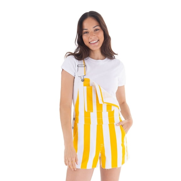 No Boundaries Game Day Raw Hem Shortalls, 3" Inseam, Women's