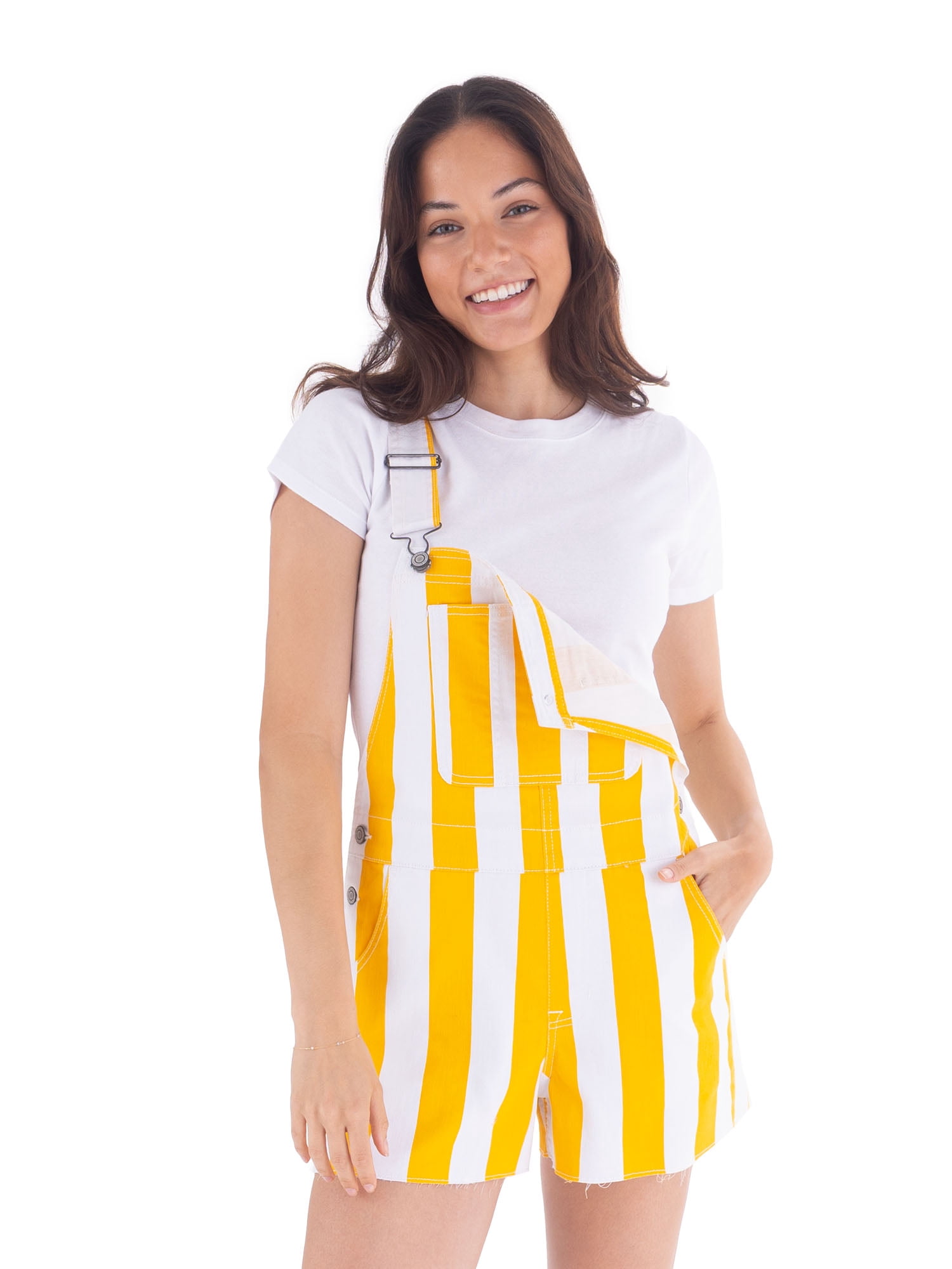No Boundaries Game Day Raw Hem Shortalls, 3" Inseam, Women's